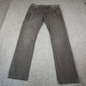 10.Deep‎ Mens Streetwear Jeans Faded Black Button Fly Zip Pockets Size 34